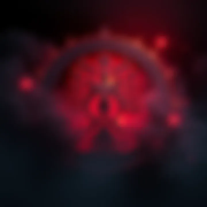 A dark symbol representing a god or goddess with shadowy elements, featuring motifs of darkness and mystery.