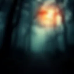 A dark, winding path through a dense forest, shrouded in mist, symbolizing a scary journey.