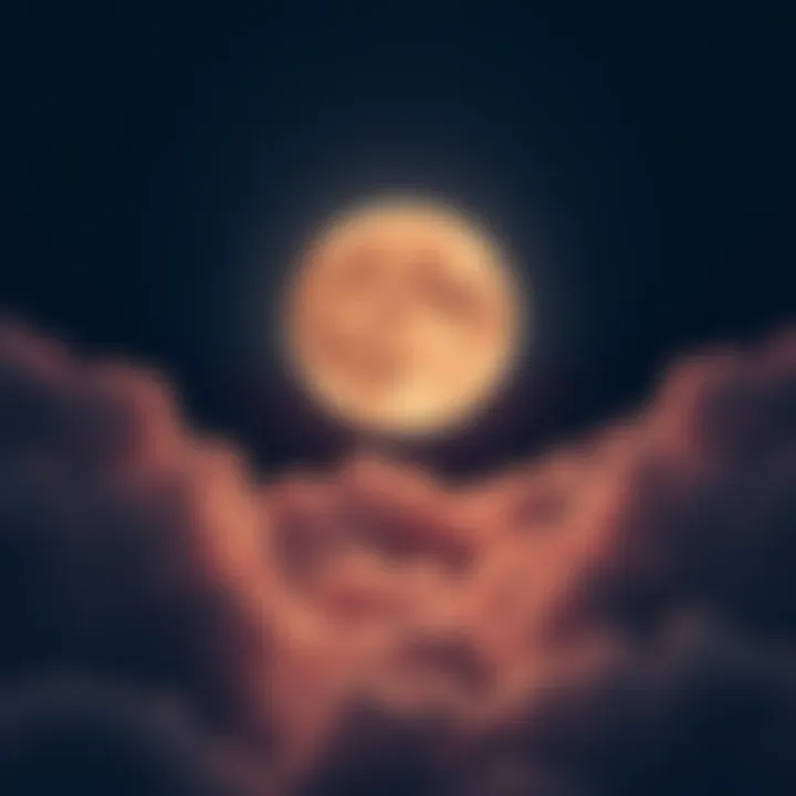 A serene scene of a dark moon surrounded by gentle clouds, symbolizing a time for reflection and rest before change.