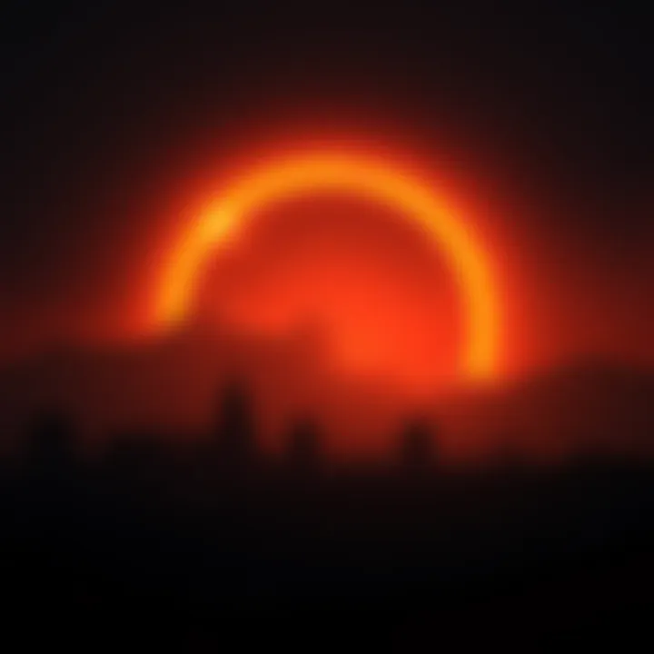 A dark skyline under a solar eclipse symbolizing the upcoming blackout and ancient prophecies