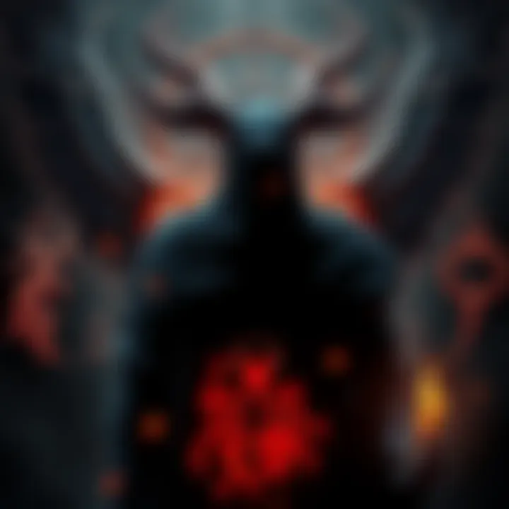 Dark Symbols of Power A shadowy figure surrounded by ancient symbols representing dark deities like Baal and Satan, illustrating the elite's alleged worship.