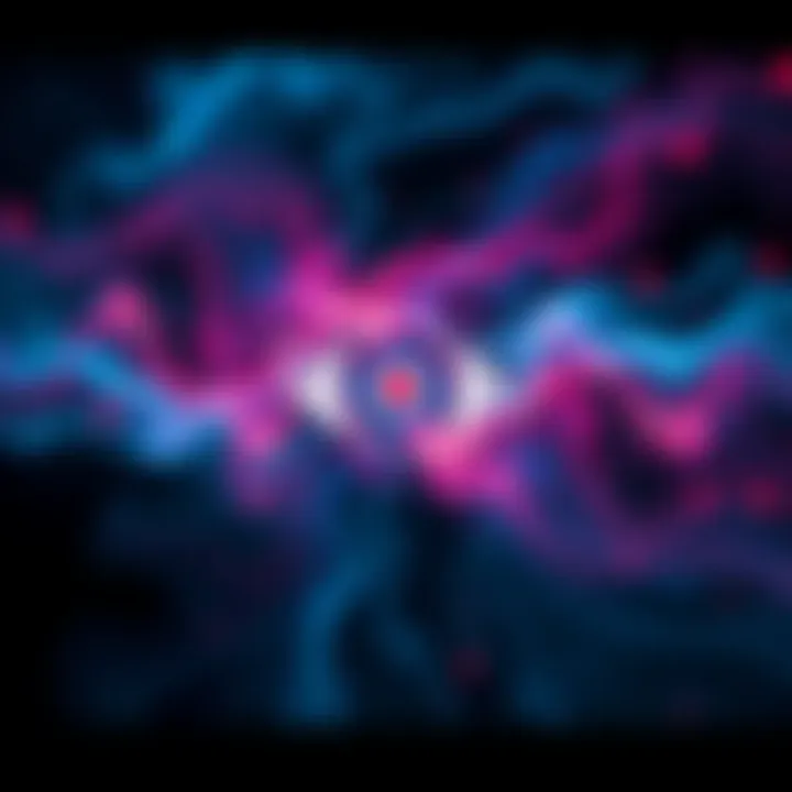 Dark Third Eye Concept An artistic representation of a third eye symbol surrounded by swirling colors, reflecting feelings of detachment and emotional insight.