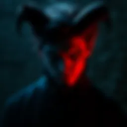 A mysterious and charming figure with dark features, exuding an air of intrigue and allure, standing in shadowy surroundings.