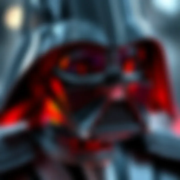Close-up of Darth Vader's armor showing new lights and gray stripes