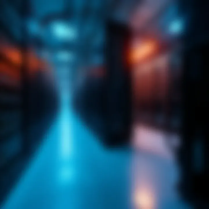 A server room in a data center showcasing racks filled with computer servers and cables, illustrating hardware manipulation in technology.