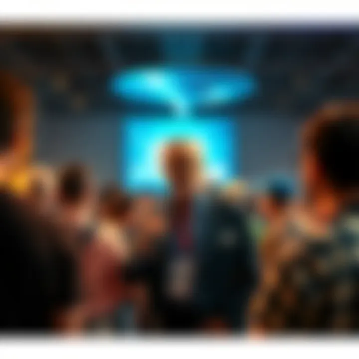 David Grusch at a UFO conference David Grusch speaking at a UFO conference in Huntsville, Alabama, surrounded by curious attendees
