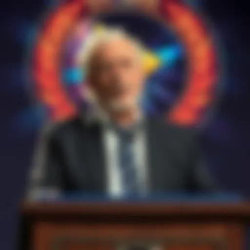 David Icke speaking at a podium, with a graphic of Spielberg's Disclosure Day in the background.