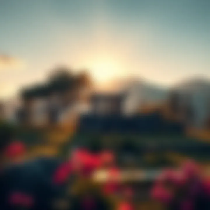 A peaceful morning light shining over a serene Tyr-shrine surrounded by nature.