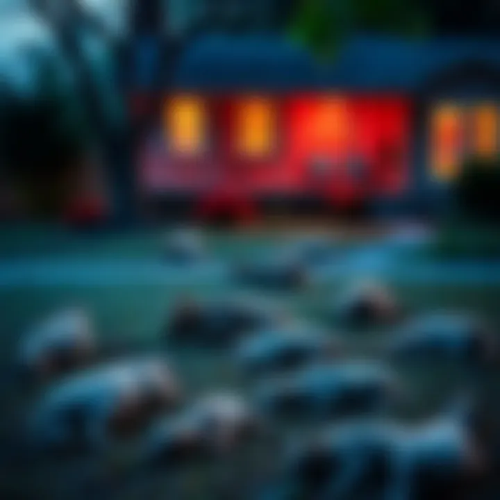 A view of several deceased animals scattered in a yard, raising concerns about unusual occurrences.
