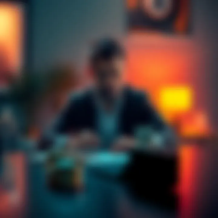 A person sitting at a table, weighing options between immediate cash offers and a long-term investment plan, looking thoughtful and contemplative.