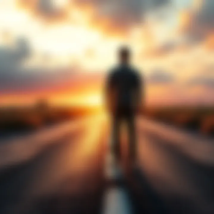 A person stands at a crossroads, contemplating different paths ahead, symbolizing decision-making in life.