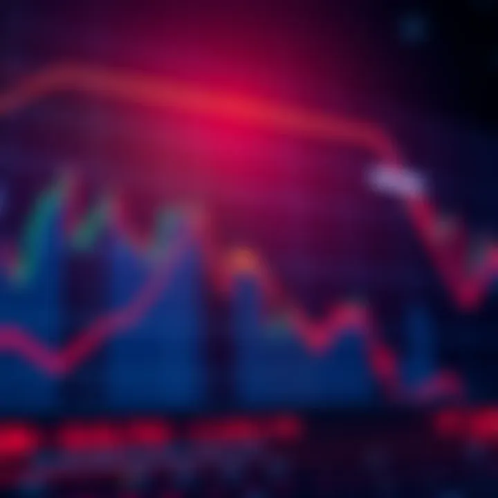 A stock market chart showing a downward trend in Reddit's stock value, symbolizing concerns over bots outnumbering real users.