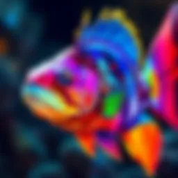 A colorful artistic representation of the Deepstar 4000 fish showcasing its unique features and vibrant colors.