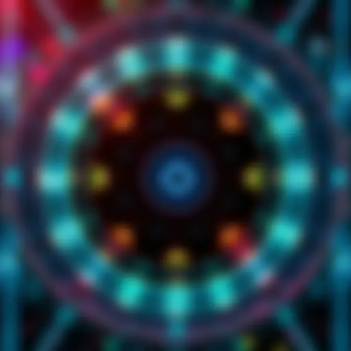 A vibrant representation of the G Center with defined gates, illustrating channels and their significance in identity and life path exploration.