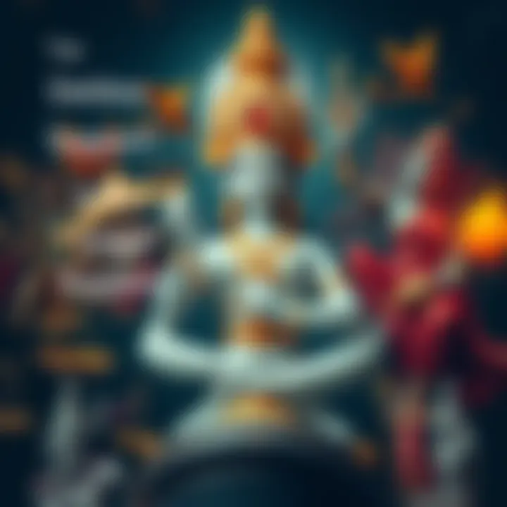 A collage of various deities representing guidance in legal matters, including scales of justice and symbols of protection.