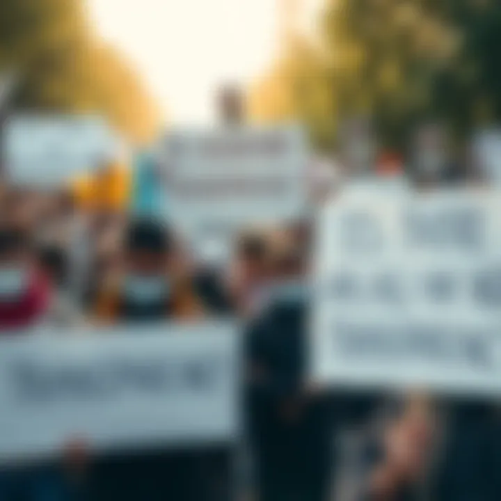 People holding signs calling for transparency and accountability in various sectors.