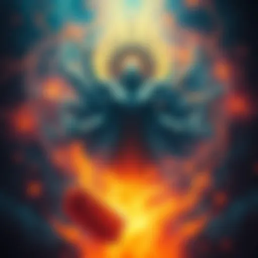 An abstract representation of the Demiurge as a creative force, symbolizing influence in the world, surrounded by swirling colors and shapes.