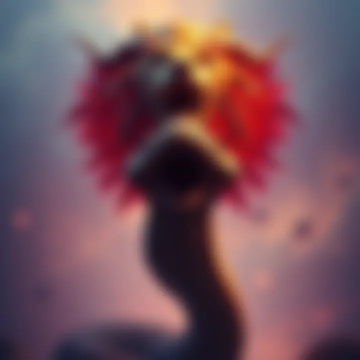 A depiction of Demiurge featuring a lion's head and a snake's body, symbolizing pride and manipulation