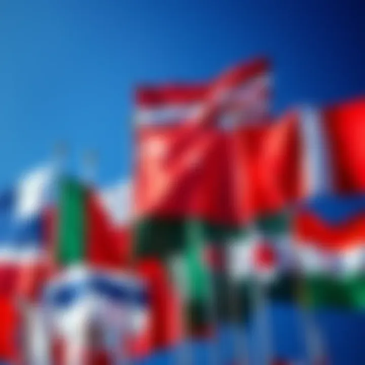 Different Flags Representing Democracy Flags of various countries symbolizing their unique democratic systems