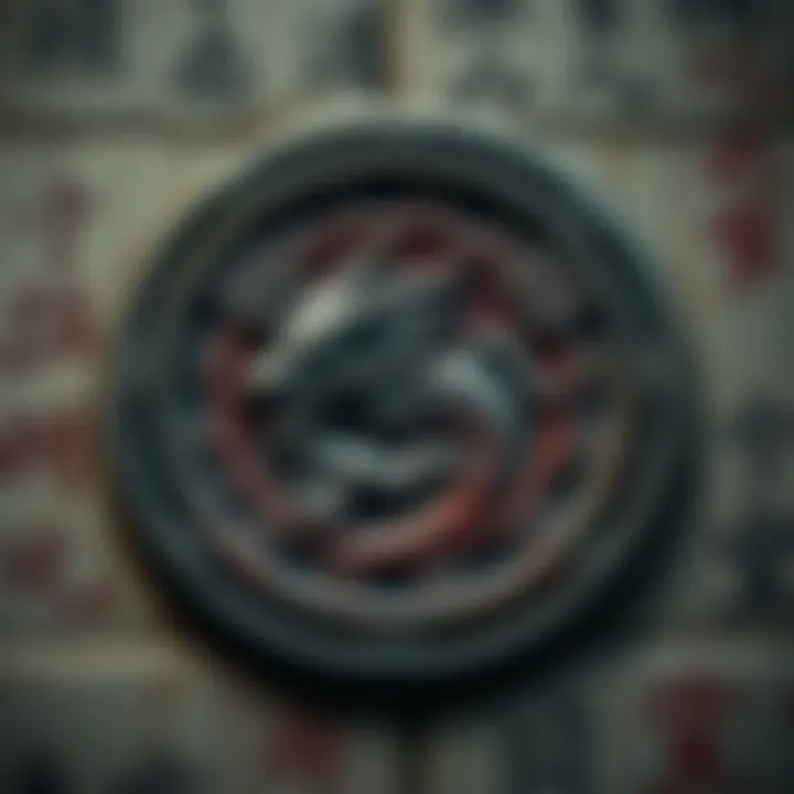 An artistic representation of a demon seal surrounded by symbols and ancient writing, showcasing its cultural significance.