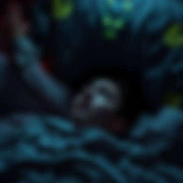 A person in bed looking terrified, surrounded by dark shadows representing fear and demonic imagery in their dream.