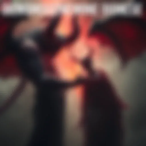 A depiction of a demon gently guiding a person towards acts of kindness and virtue, representing the influence of supernatural entities on personal growth.