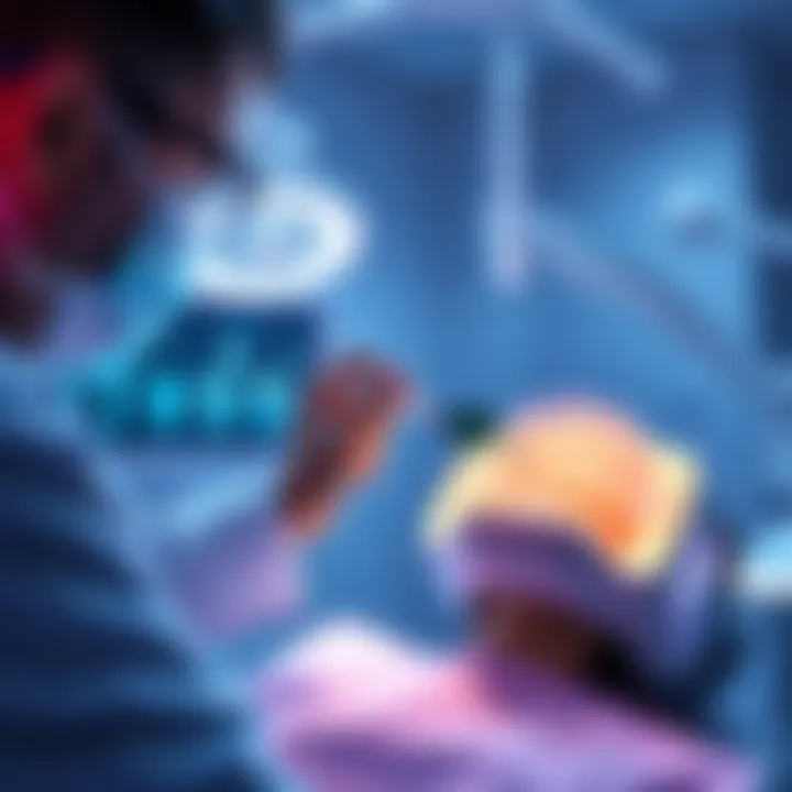A dentist showing new dental technology to a patient, highlighting advances in oral care.