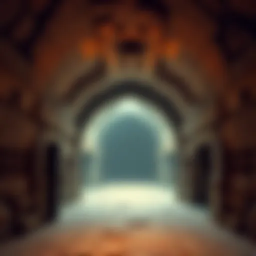 The entrance of the ancient Derinkuyu underground city, showing massive stone doors and dark passageways, hinting at its mysterious past.