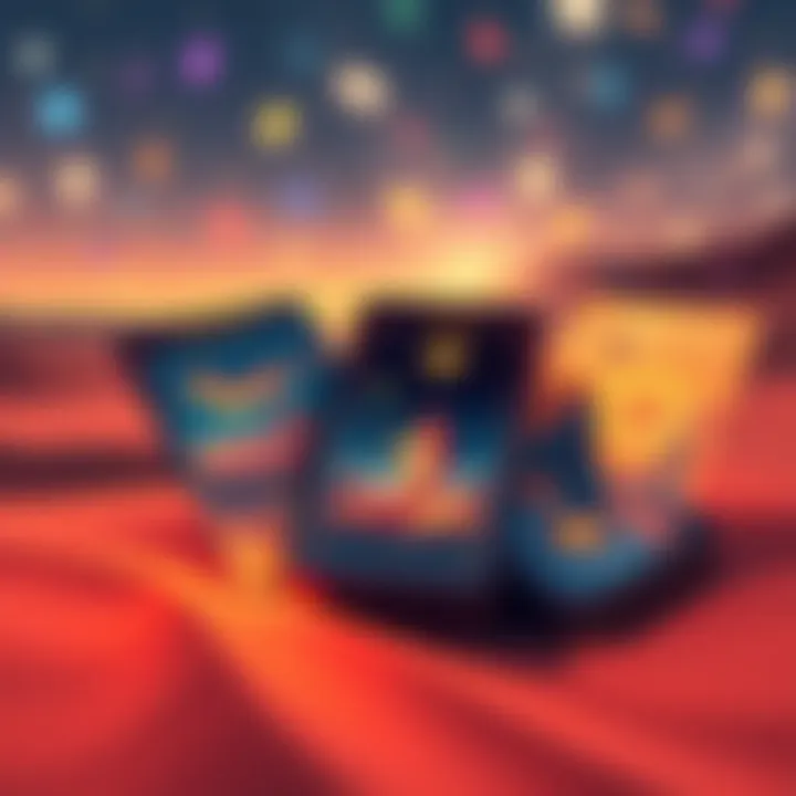 A colorful tarot deck featuring artwork inspired by desert scenes, showcasing unique cards with artistic designs