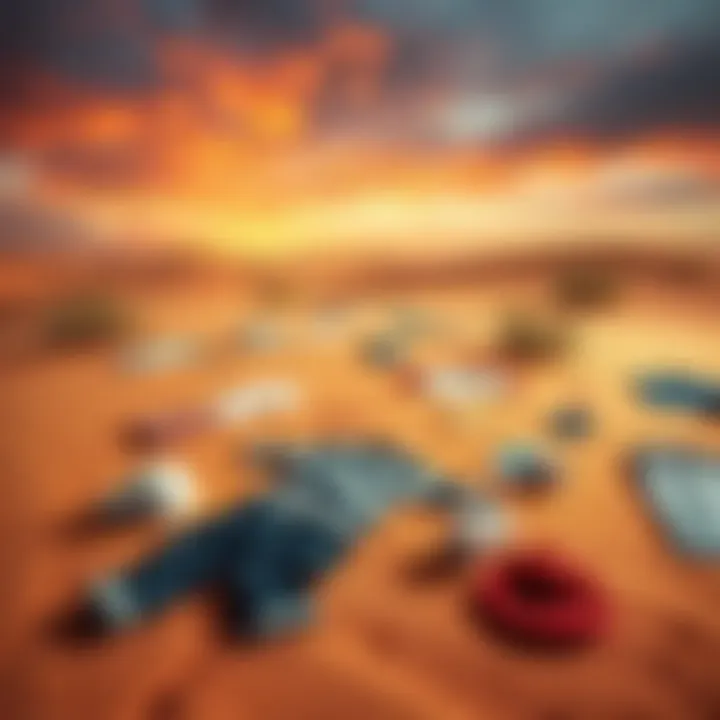 A deserted landscape with scattered children's clothes, raising safety concerns.