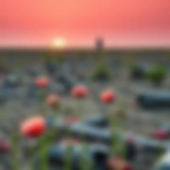 A barren field with remnants of destroyed poppy plants in Afghanistan, symbolizing the impact of drug policy on terrorism.