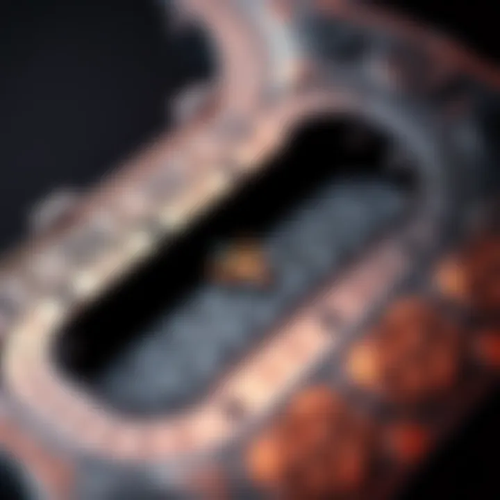 Close-up view of geometric patterns and symbols on James' object, showing alternating sides and alignments.