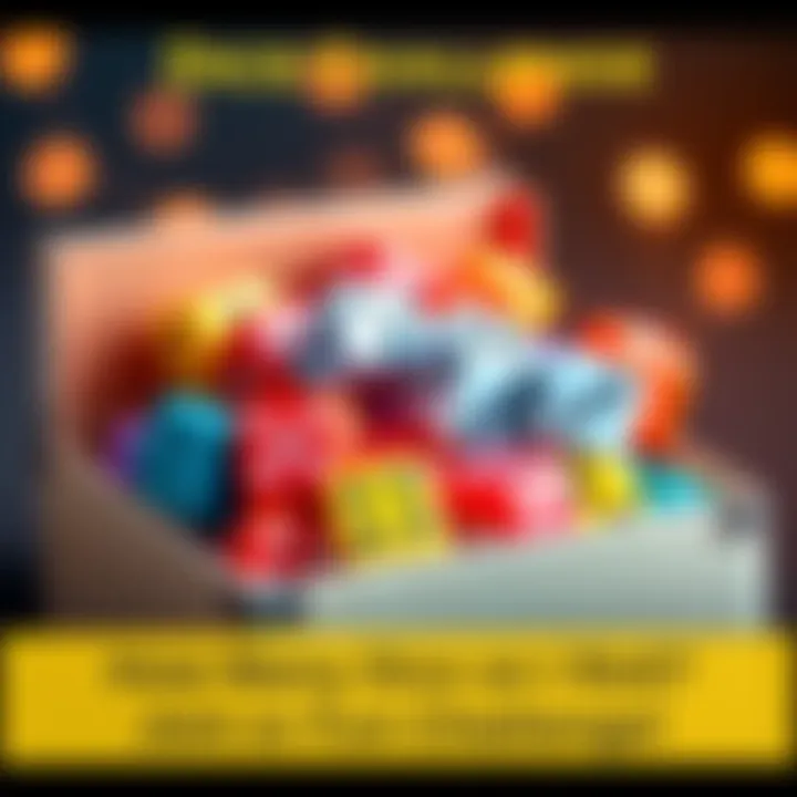 A box filled with colorful dice ready for a guessing game challenge
