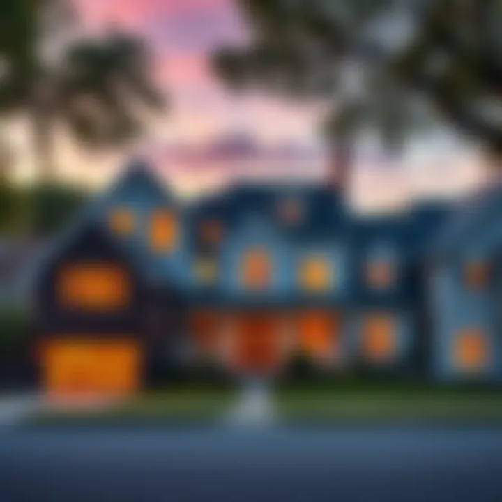 A variety of house styles displayed in a neighborhood, highlighting options like modern, traditional, and colonial homes.