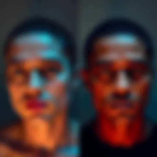 Two portraits of a person under different lighting showing variations in skin tone appearance