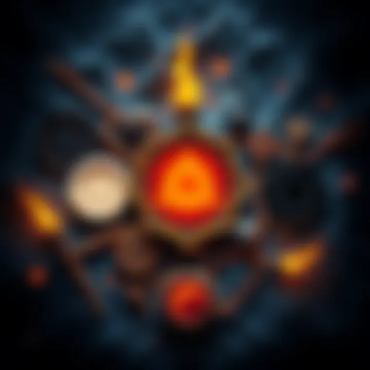 A collection of symbols representing various types of magick including prosperity, chaos, white, and black magick on a mystical background.