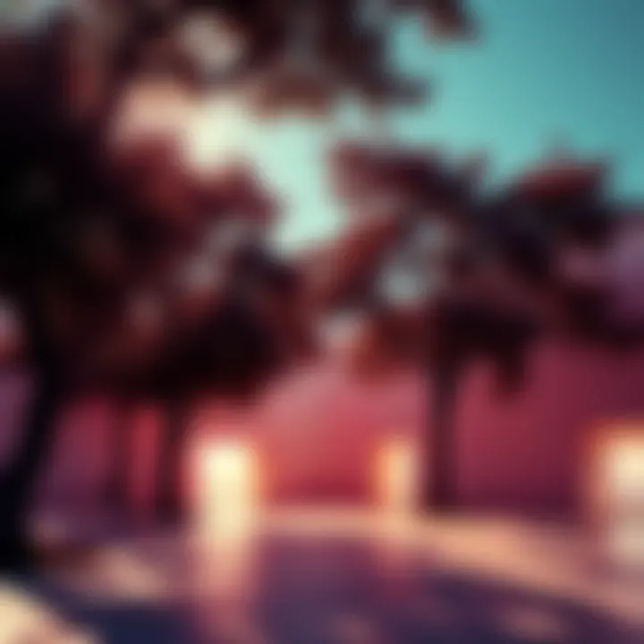 A view showing digital-like shadows beneath trees, highlighting unusual design aspects in architecture.