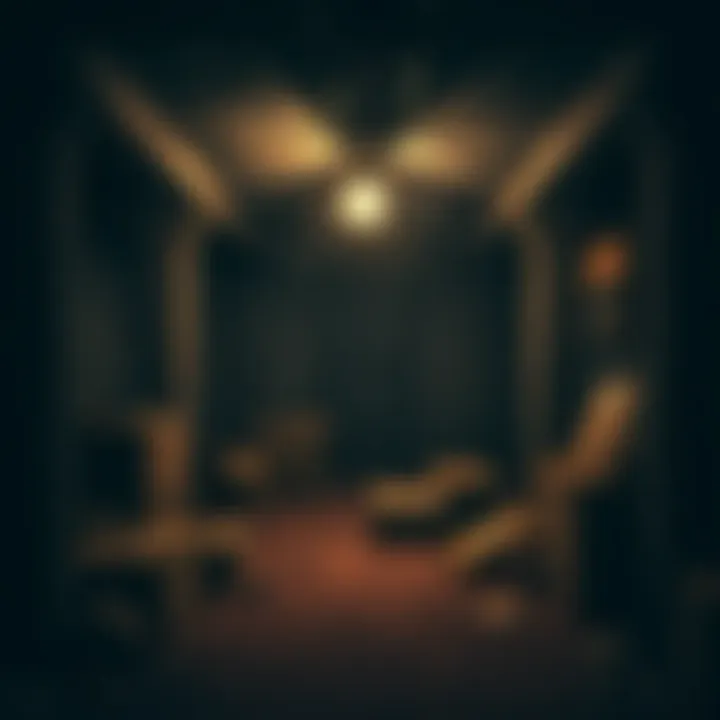 A dark and dusty basement with old boxes and cobwebs, evoking curiosity about hidden secrets.