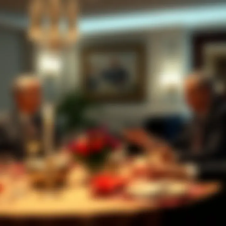 Jeffrey Epstein dining with a Florida prosecutor at a table, discussing details of the investigation.
