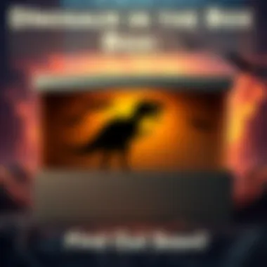 A closed box with a dinosaur silhouette on it, inviting guesses from participants.