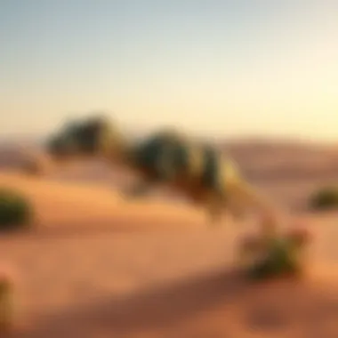 Dinosaur-like creature in Khorasan Desert A photo showing a dinosaur-like creature in the Khorasan Desert of Iran, surrounded by sand and sparse vegetation