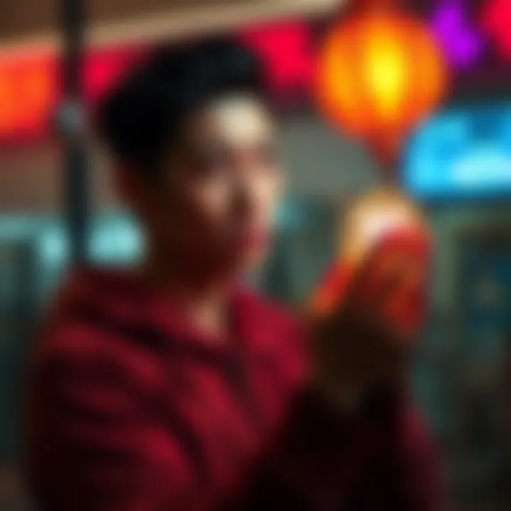 A person stands with a frown, staring at a glittering item in their hands, reflecting the disconnect between desire and satisfaction