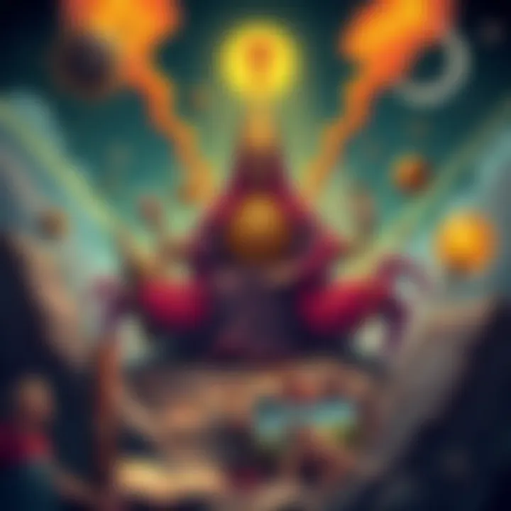 A colorful depiction of Discordian symbols like the Sacred Chao, blending humor and philosophical elements, showcasing both serious and playful themes of Discordianism.