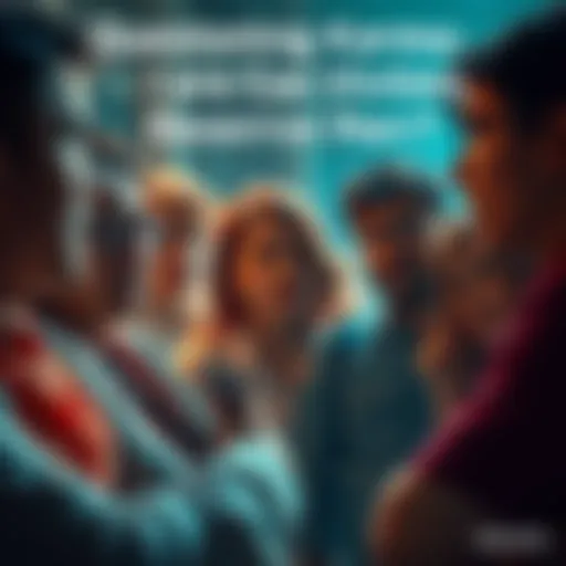 A group of people engaged in a serious discussion about karma and victim-blaming, with emotional expressions reflecting concern and curiosity