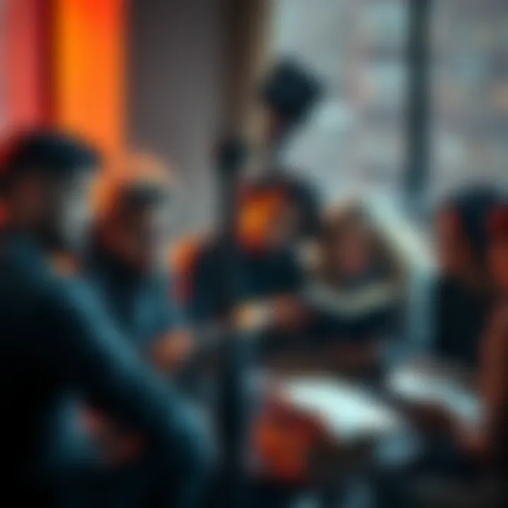 A group of people engaged in a heated discussion about Prometheus Rising, with books and laptops around them, showing mixed expressions of concern and curiosity.