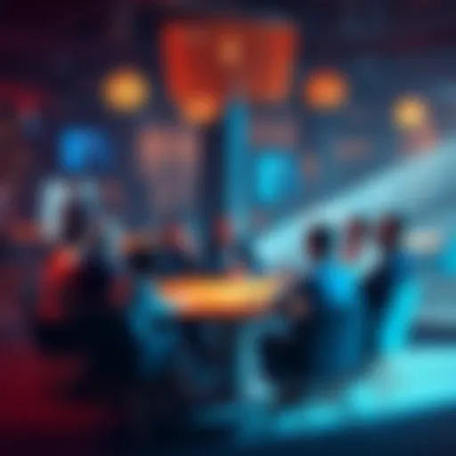 People engaging in a conversation about 22F at a round table.