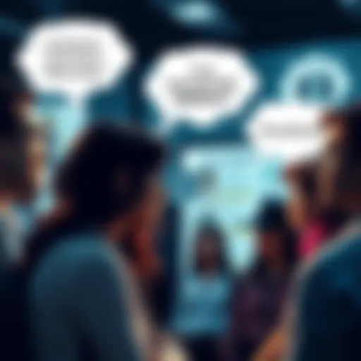 Group of people engaged in a conversation about memory differences, with thought bubbles showing individual memories and collective memory examples.