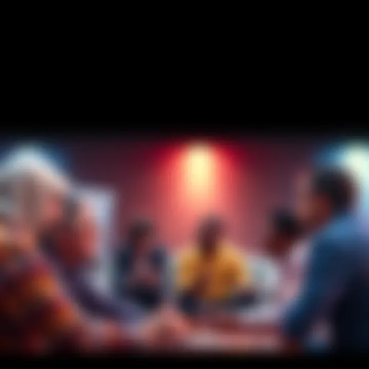 A group of people engaged in a discussion about the positive and negative traits of men, expressing various opinions and ideas.