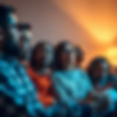 A group of people discussing the importance of sleep, some looking thoughtful while others appear concerned, with a soft, cozy background.