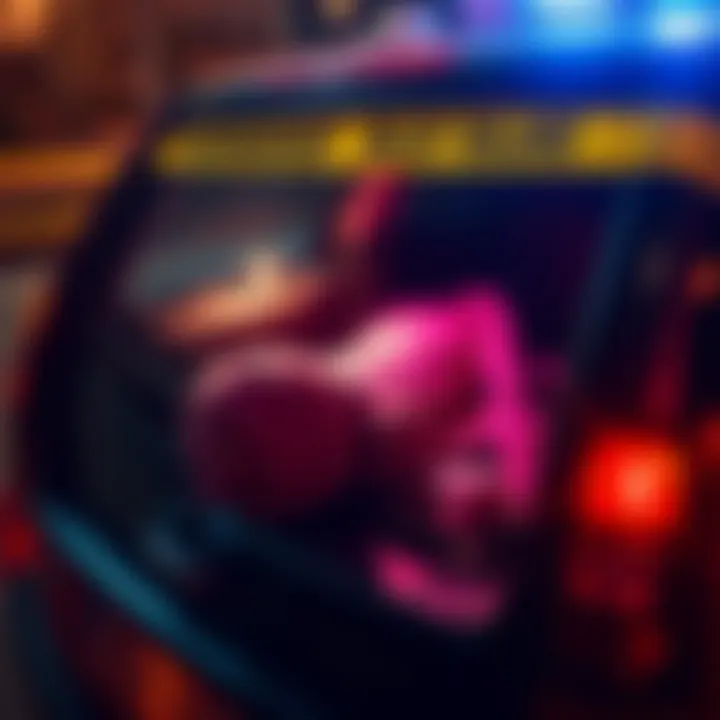 A police investigation scene showing a dismembered body in an abandoned car linked to musician d4vd, raising serious allegations.